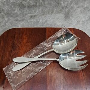 Reed & Barton Silver Plate Salad Serving Set Fork & Spoon New In Package MCM Vtg